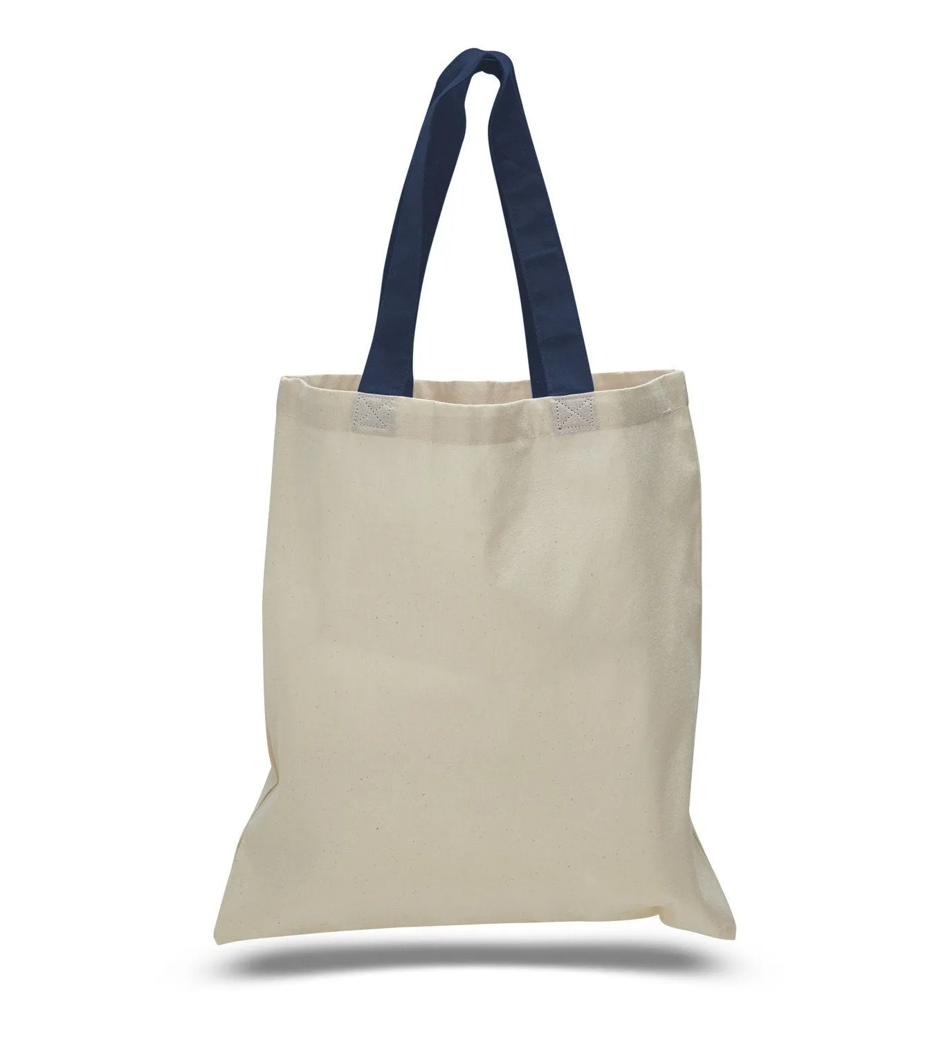 12 ct Wholesale Tote Bags With Color Handles 100% Cotton - By Dozen