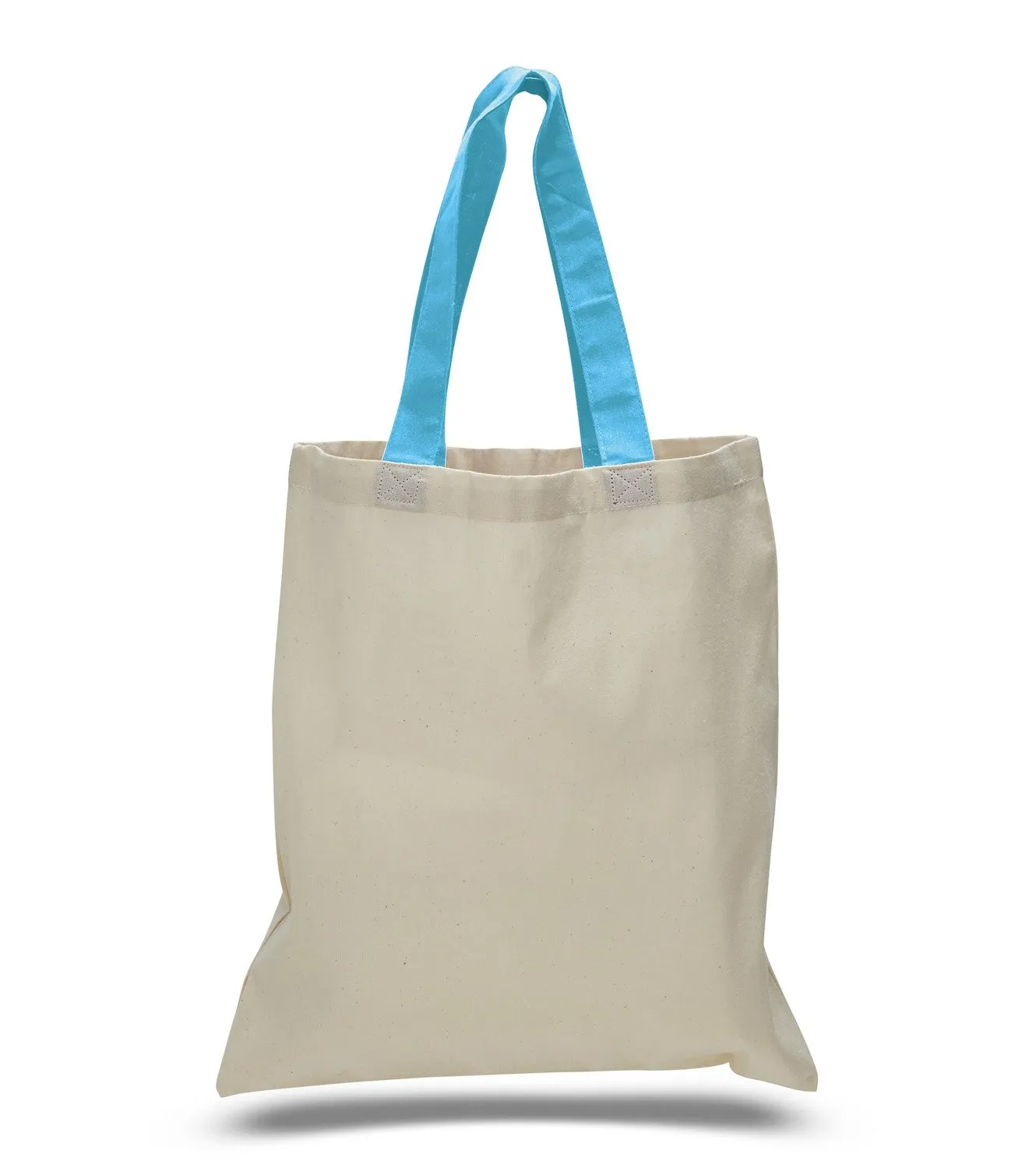 12 ct Wholesale Tote Bags With Color Handles 100% Cotton - By Dozen