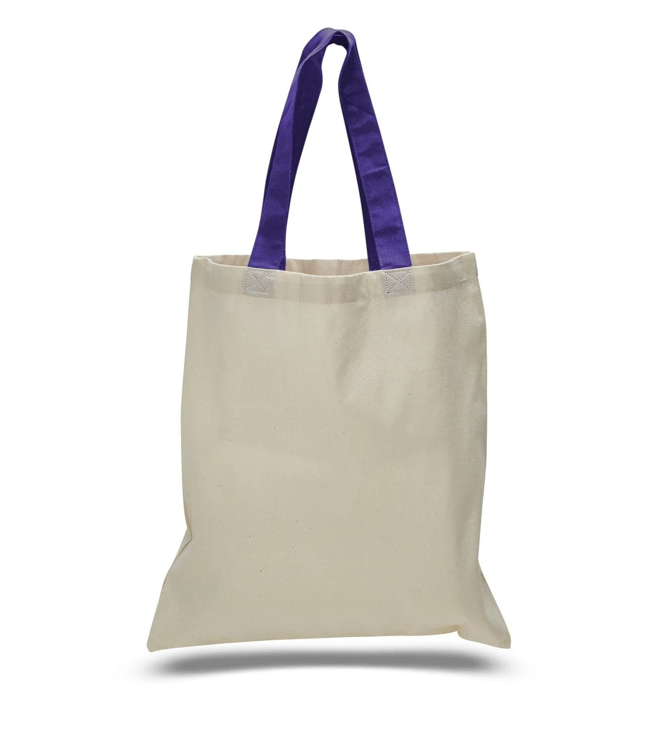 12 ct Wholesale Tote Bags With Color Handles 100% Cotton - By Dozen