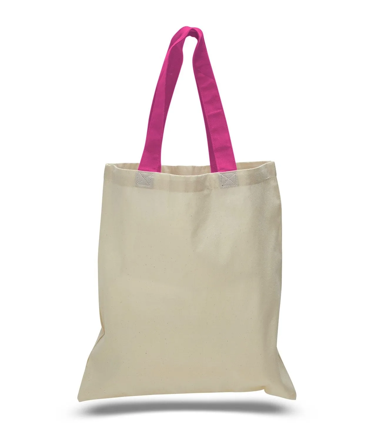 12 ct Wholesale Tote Bags With Color Handles 100% Cotton - By Dozen