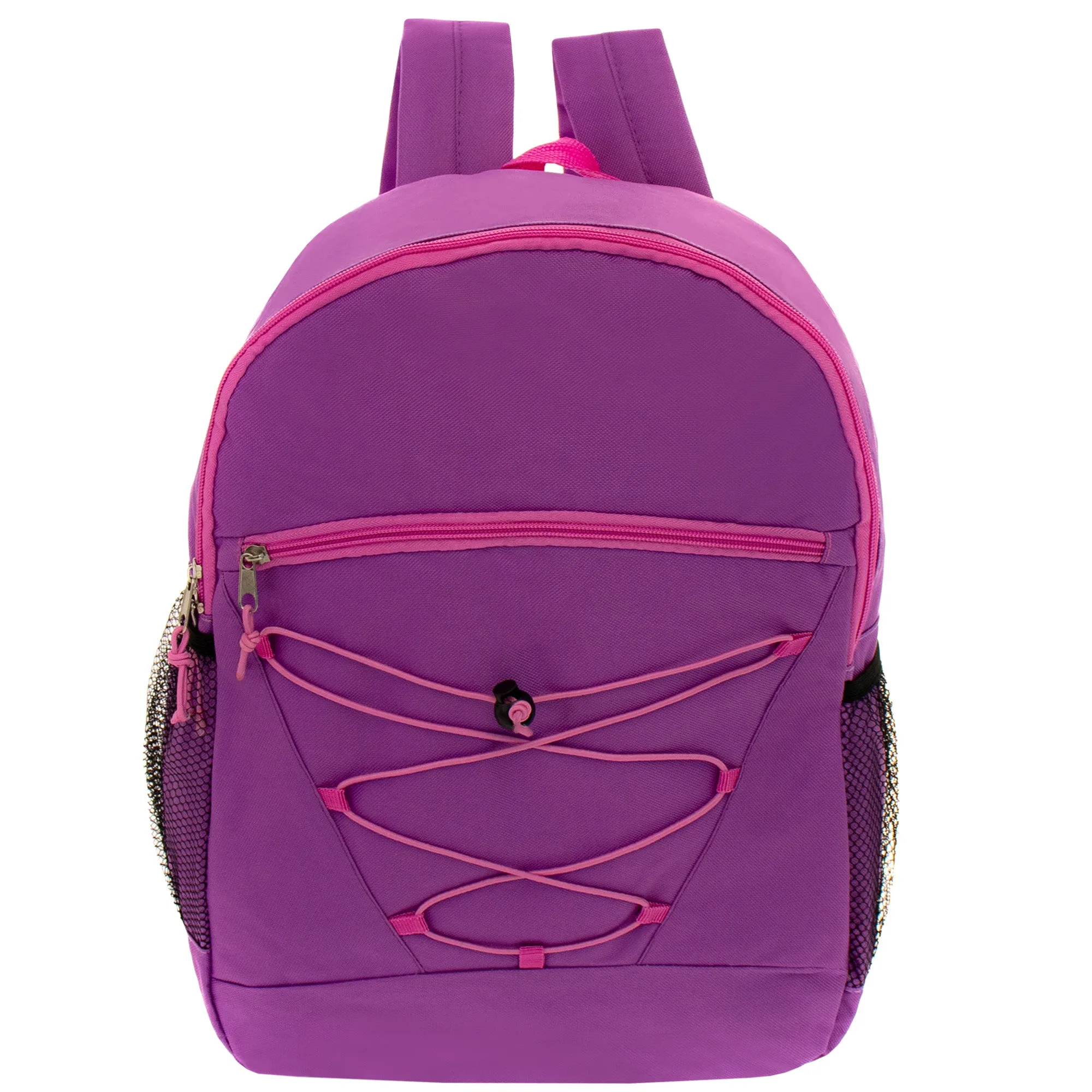 17" Bungee Bulk Backpacks in 6 Assorted Colors - Wholesale Case of 24