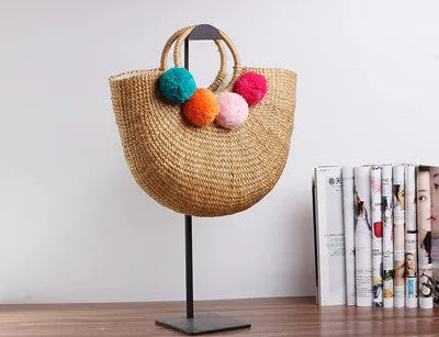 2017 New High Quality Tassel Rattan Bag Beach Bag Straw Totes Bag Bucket Summer Bags With Tassels