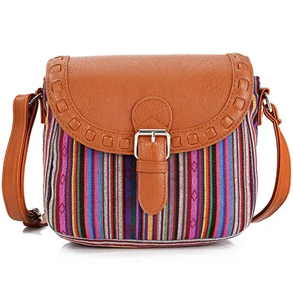 2017 Vintage Purple Stripe Boho Aztec Tribal Female Clutch Women Crossbody Bag Ladies Shoulder Bag with PU Leather Messenger Bag