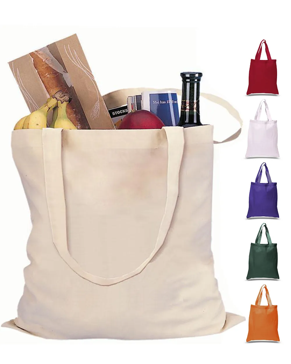 240 ct Economical 100% Cotton Reusable Wholesale Tote Bags - By Case