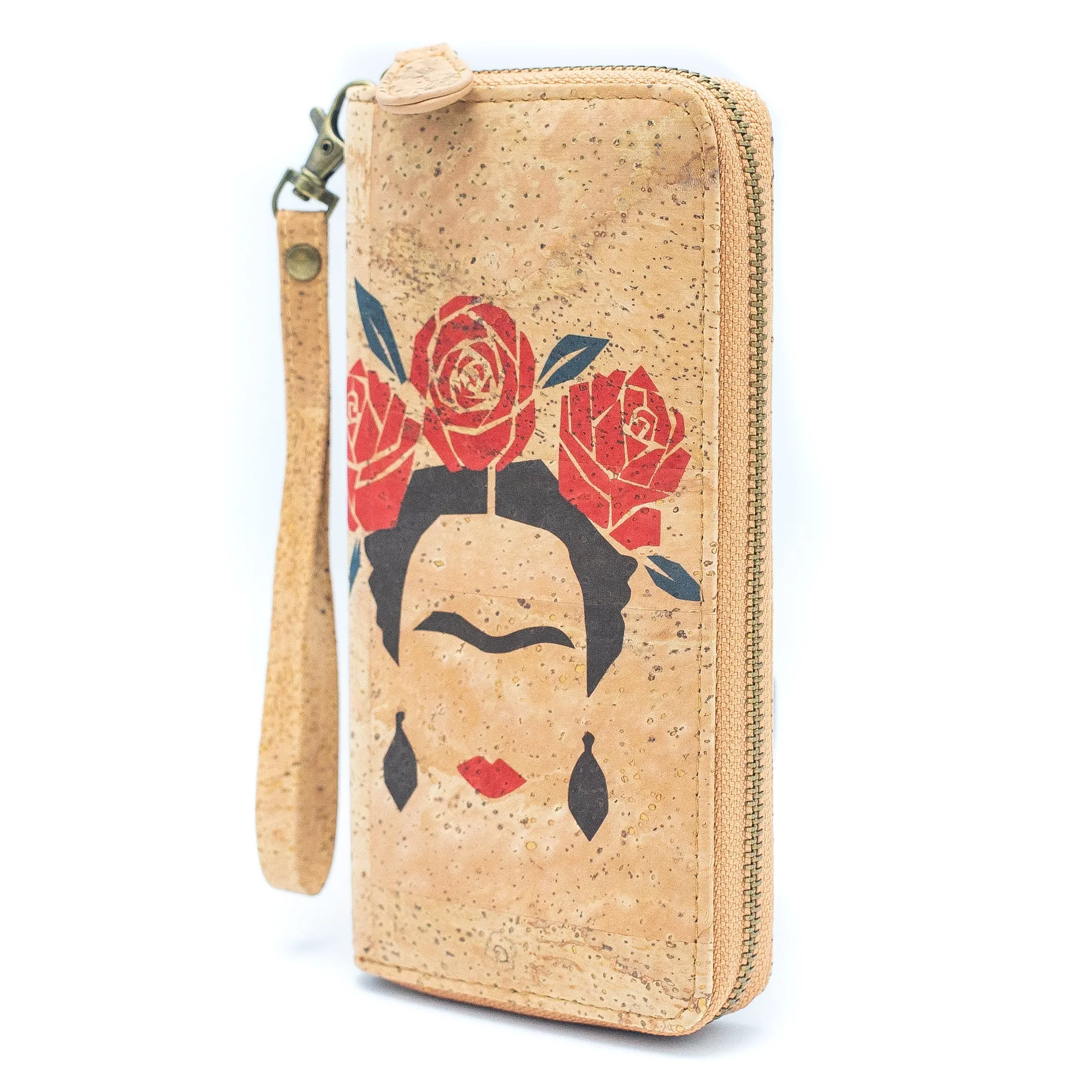 Abstract Frida Art Cork Zipper Wallet- BAG-2076