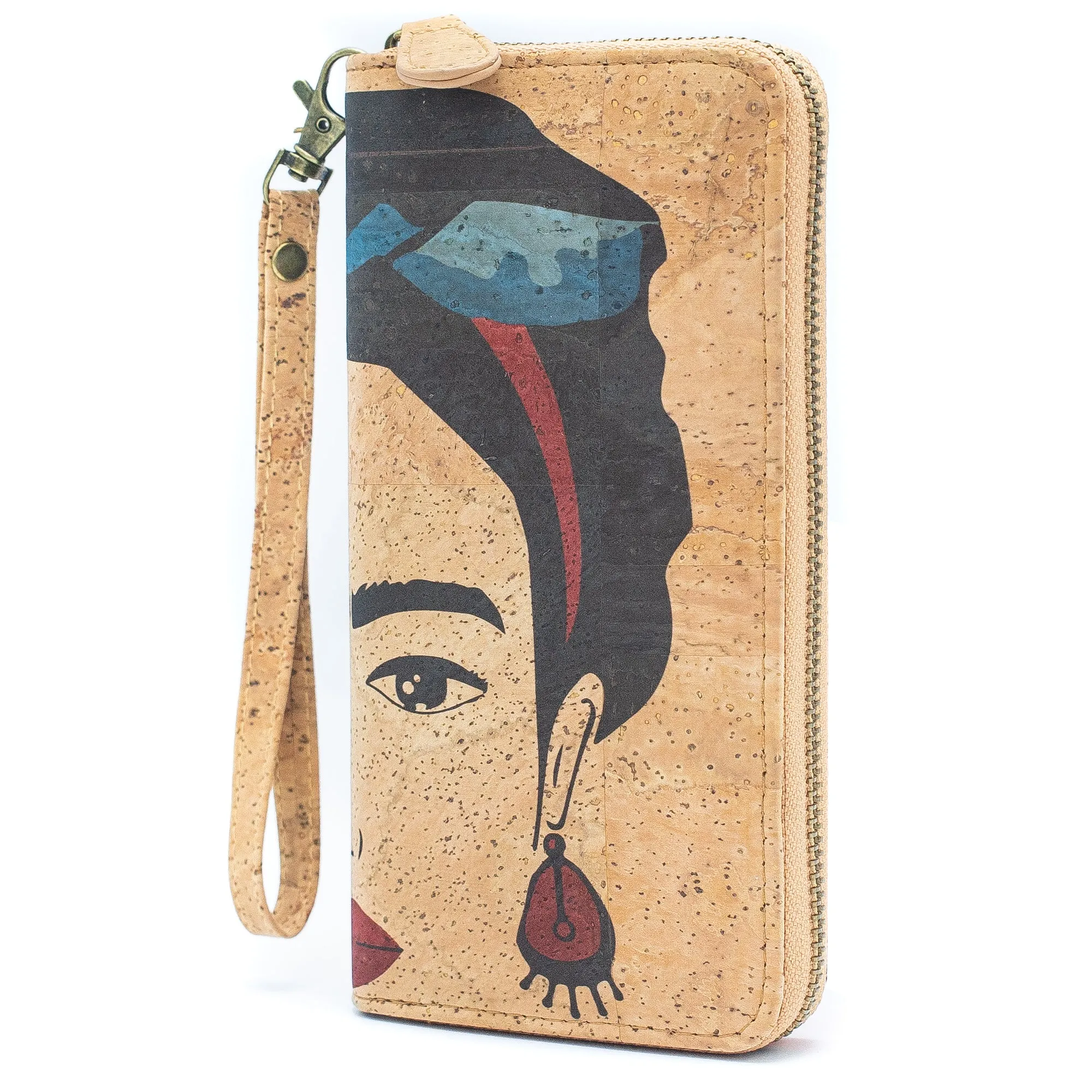 Abstract Frida Art Cork Zipper Wallet- BAG-2076