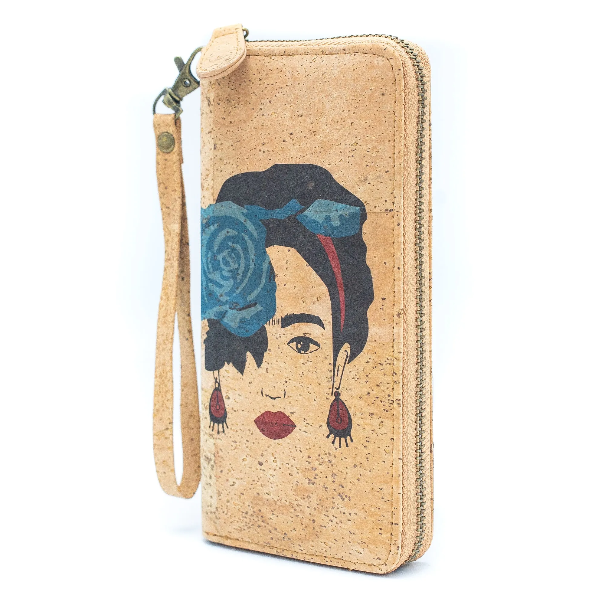 Abstract Frida Art Cork Zipper Wallet- BAG-2076