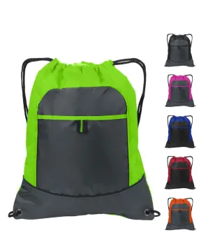 Affordable Drawstring Bags /Two Tone Pocket Cinch Pack