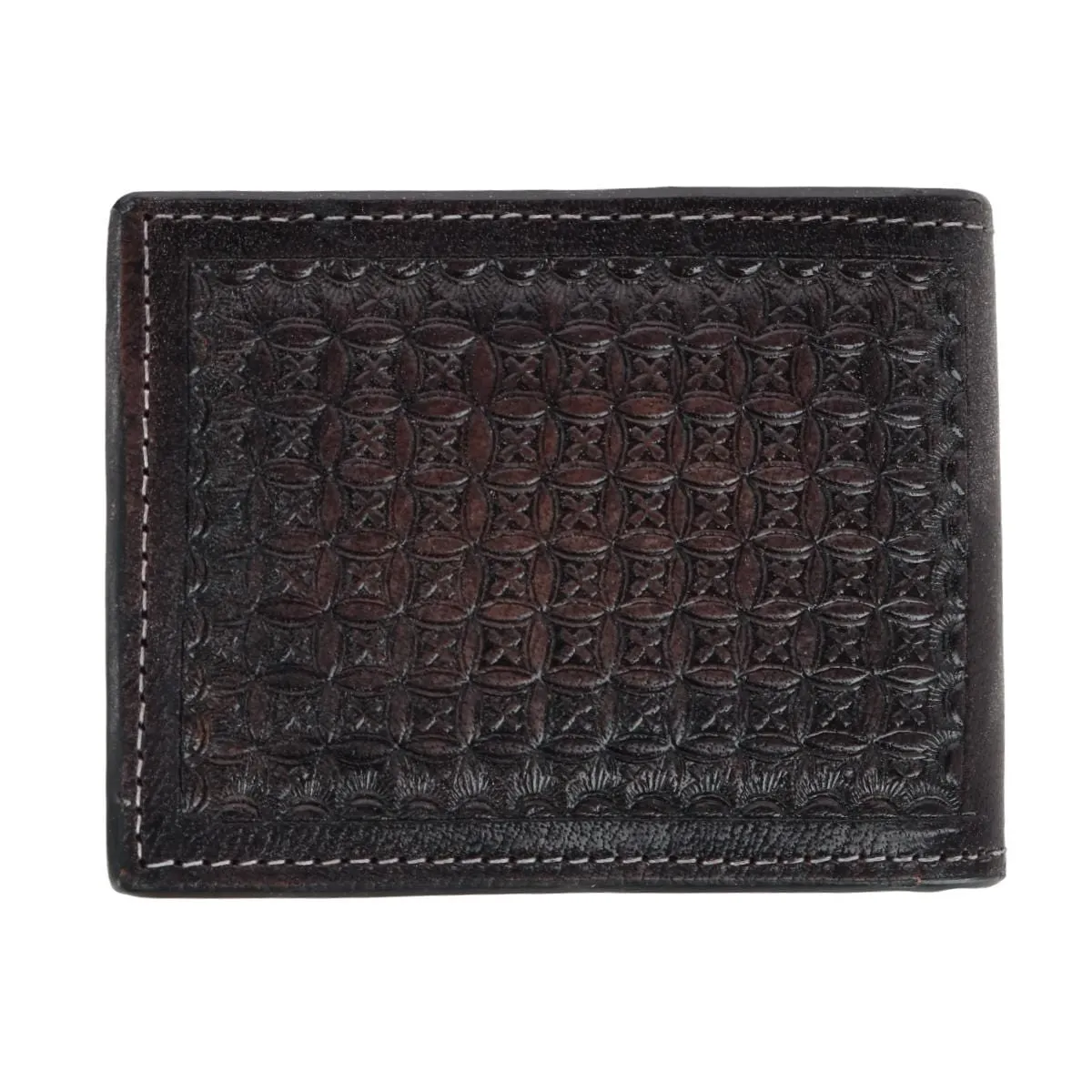 American Bison Men's Leather Hand Tooled Bifold Wallet