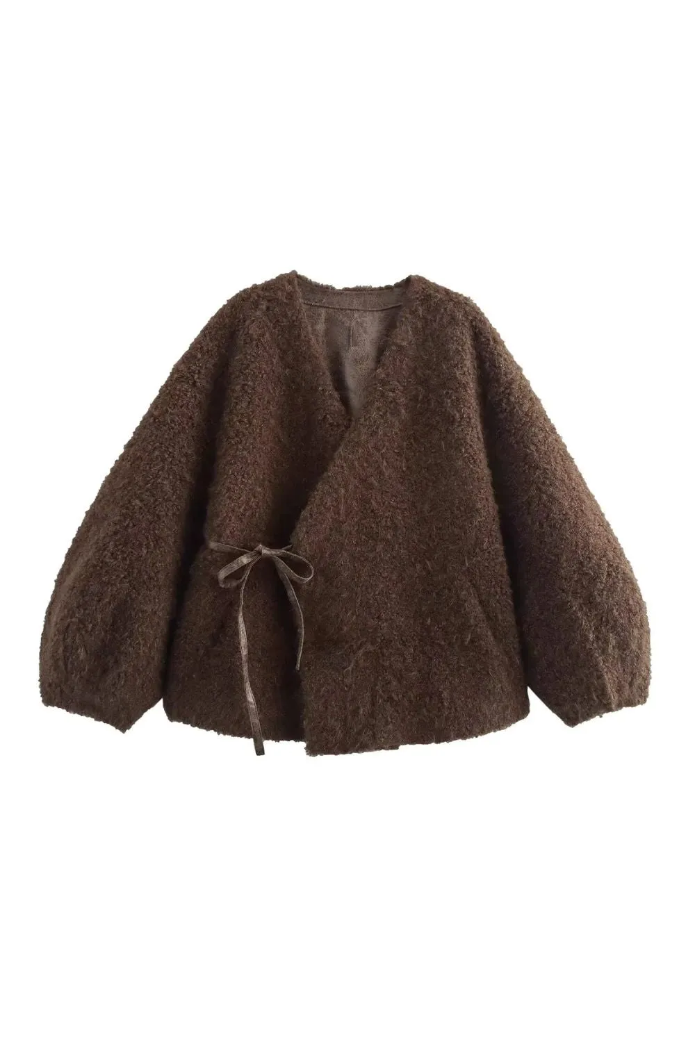 'Annabelle' Shearling Collar Belted Coat