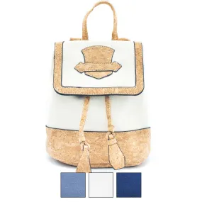 Azure Chic Cork and Cotton Backpack- BAG-2078