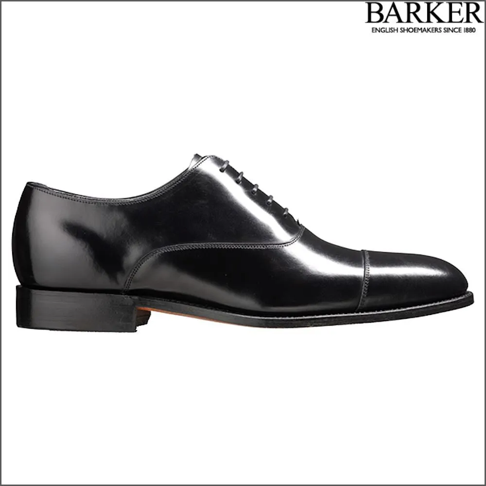 Barker Winsford Black Polish Oxford Toe Cap--