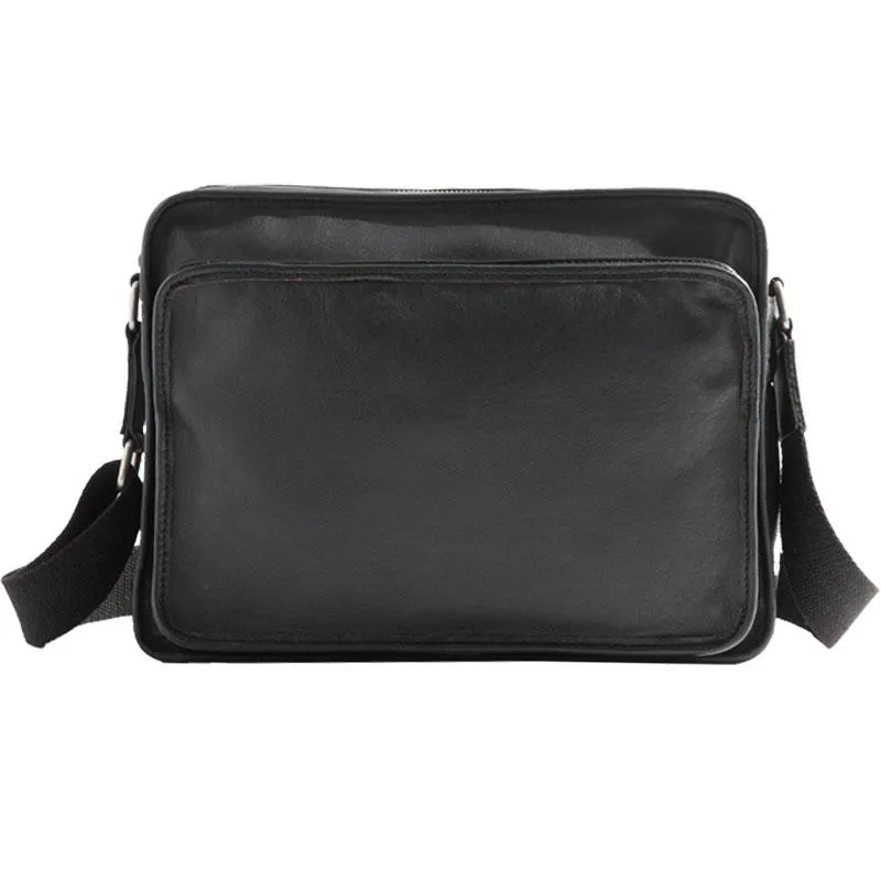 Black Cool Leather Mens Shoulder Bags Messenger Bags for Men