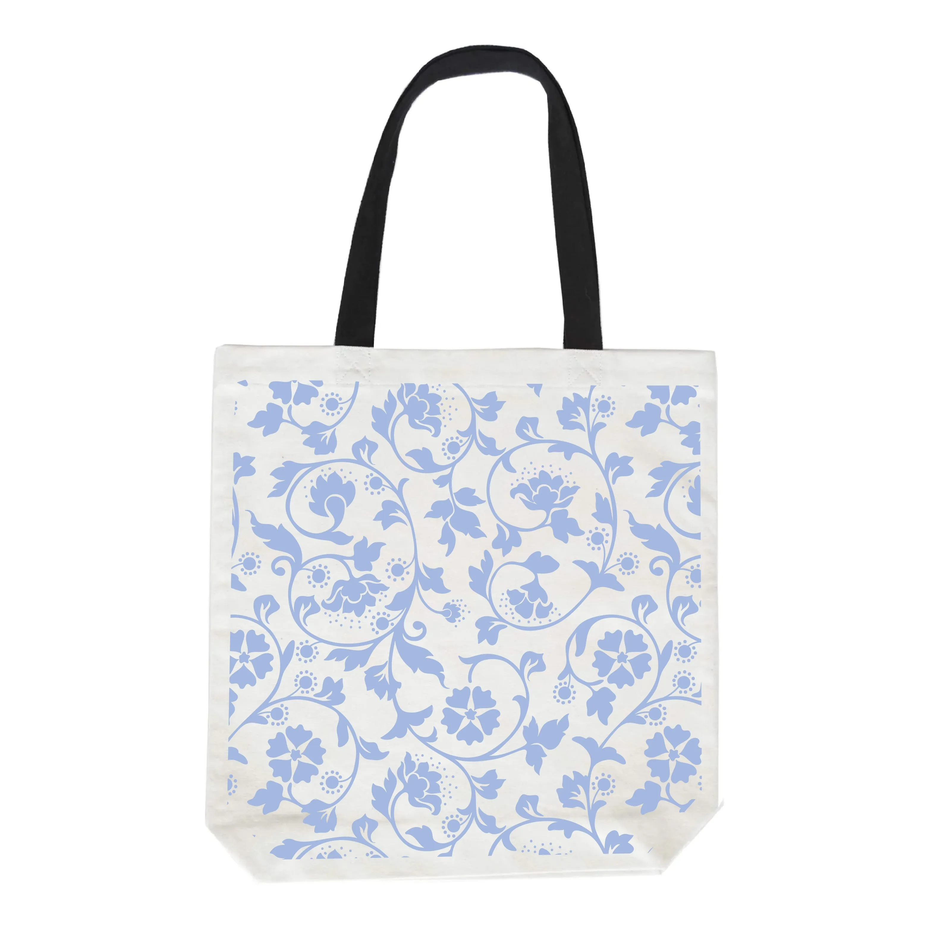 Blue Floral Pattern Shopper