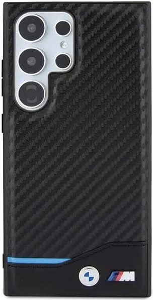 BMW Genuine Leather Black Carbon Case for Samsung Galaxy S24 Ultra 6.8" Black - BMHCS24L22NBCK