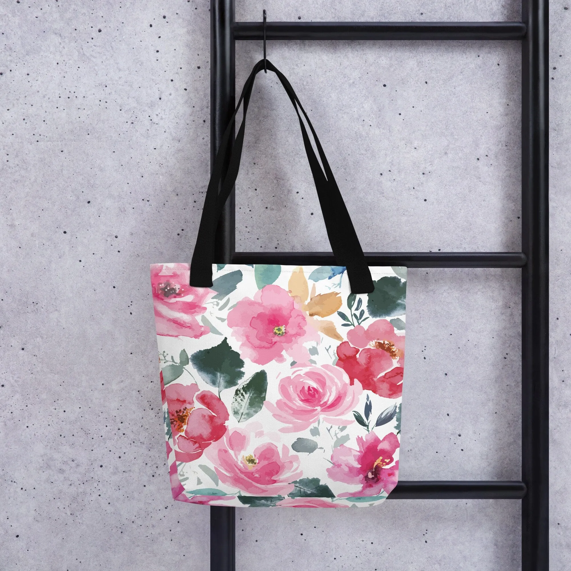 Bold Floral Pattern Printed Canvas Tote Bag