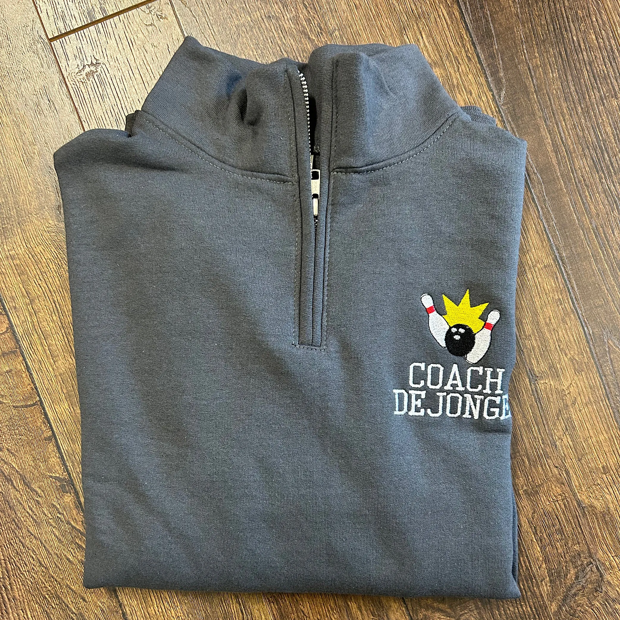 Bowling Coach Personalized Quarter Zip Sweatshirt