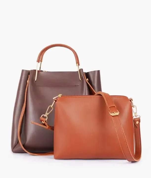 Brown 2 in 1 Ladies Tote Bag 8850-12