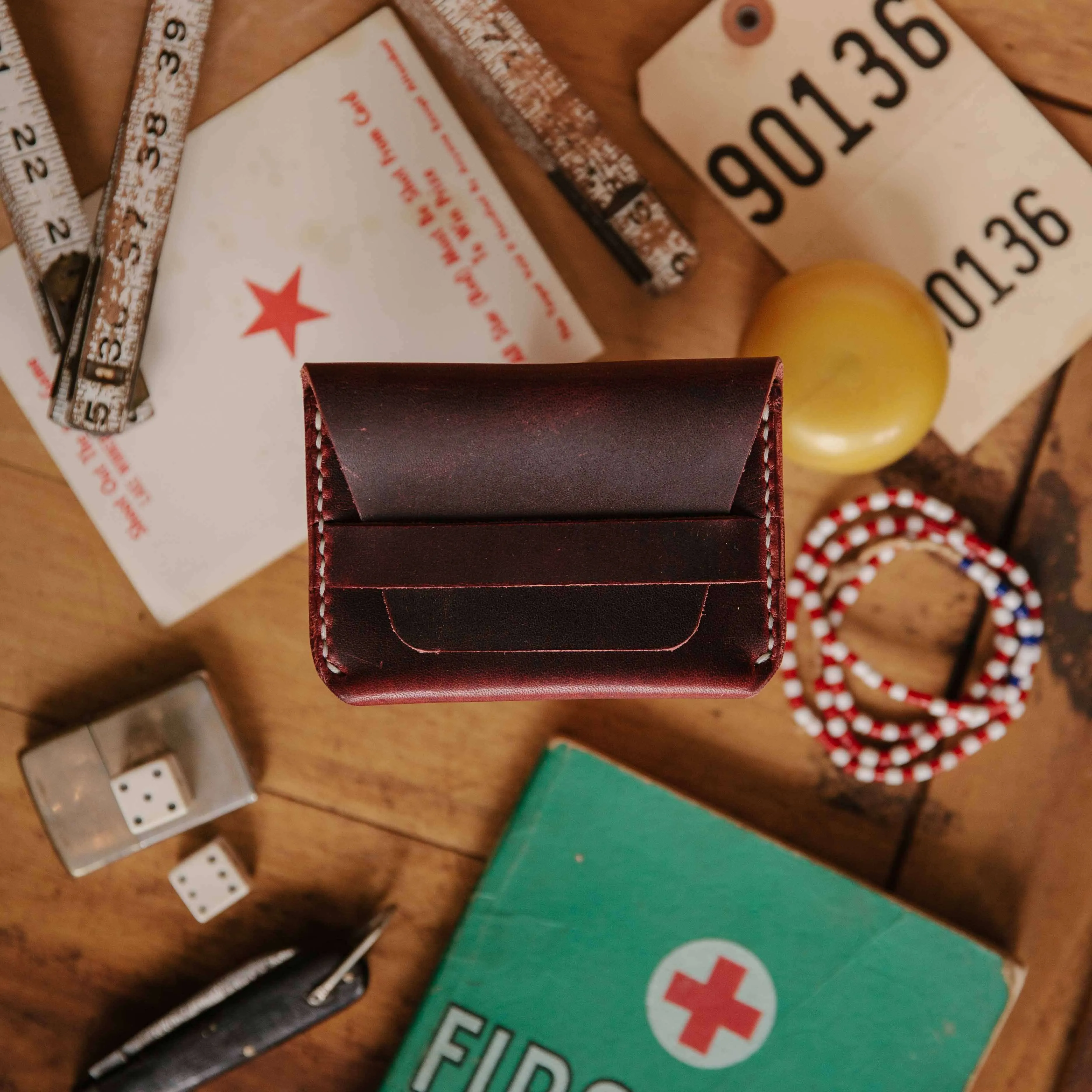 Burgundy Chromexcel Flap Wallet