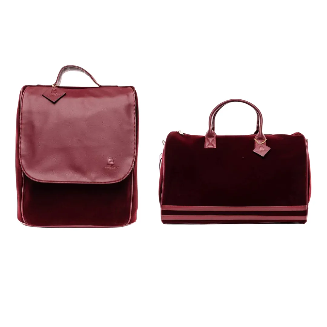 Burgundy Velvet Travel Set