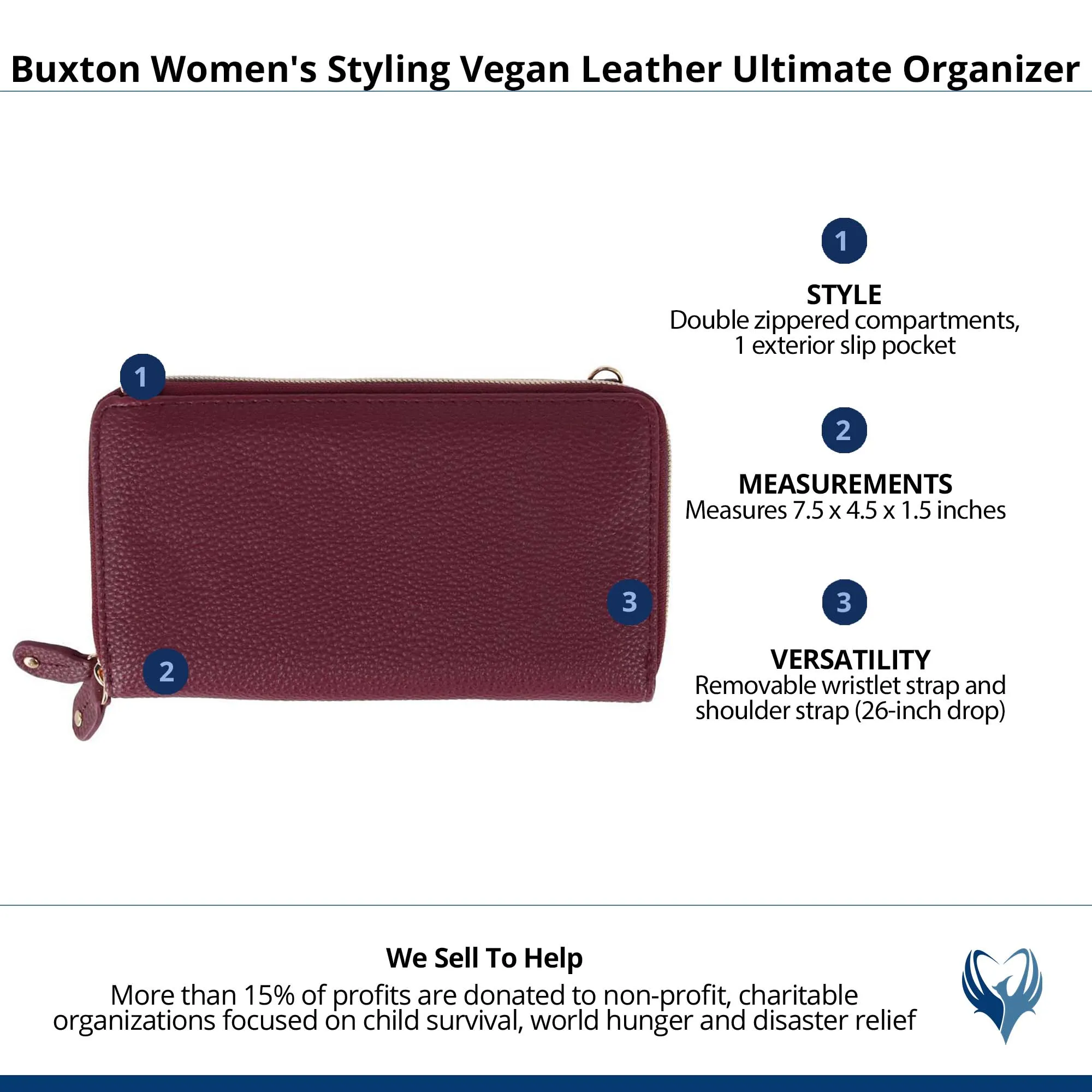 Buxton Women's Styling Vegan Leather Ultimate Organizer