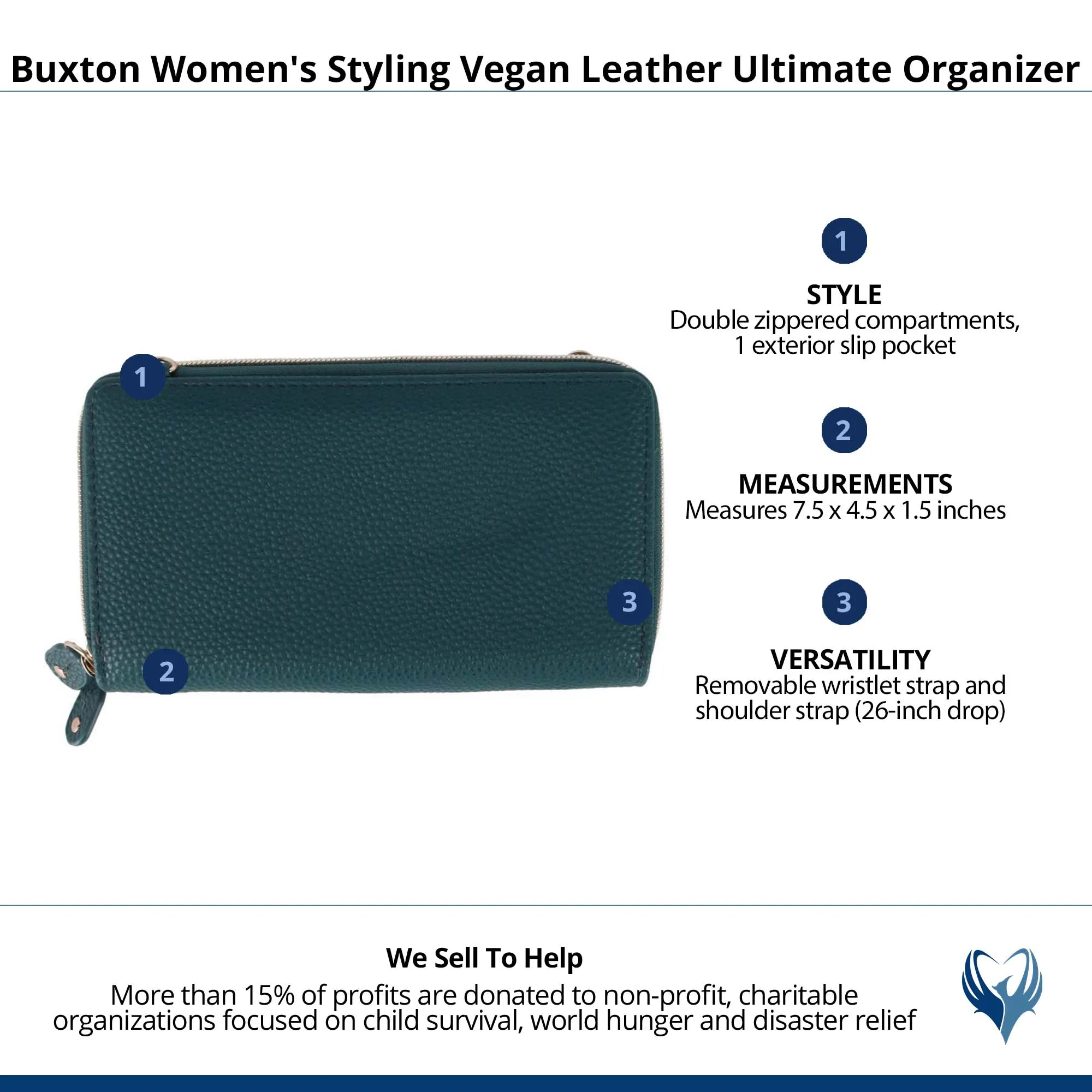 Buxton Women's Styling Vegan Leather Ultimate Organizer