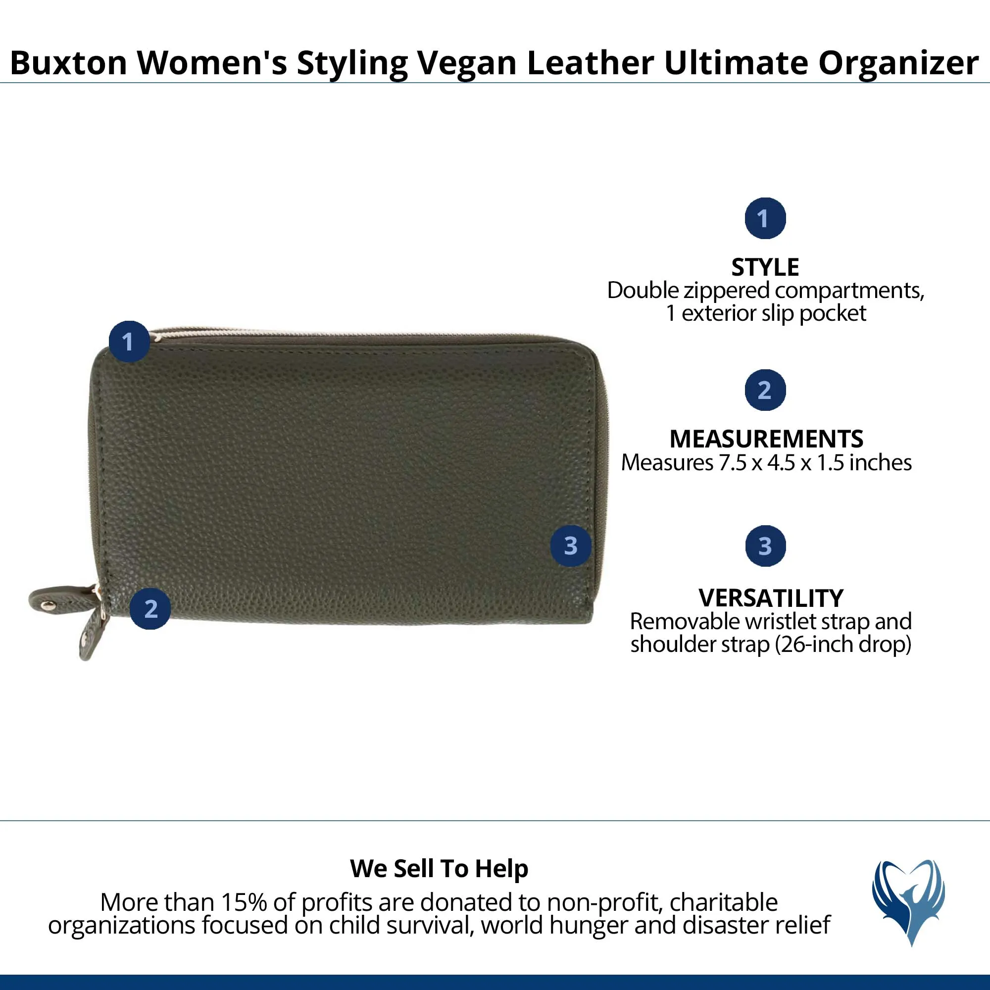 Buxton Women's Styling Vegan Leather Ultimate Organizer