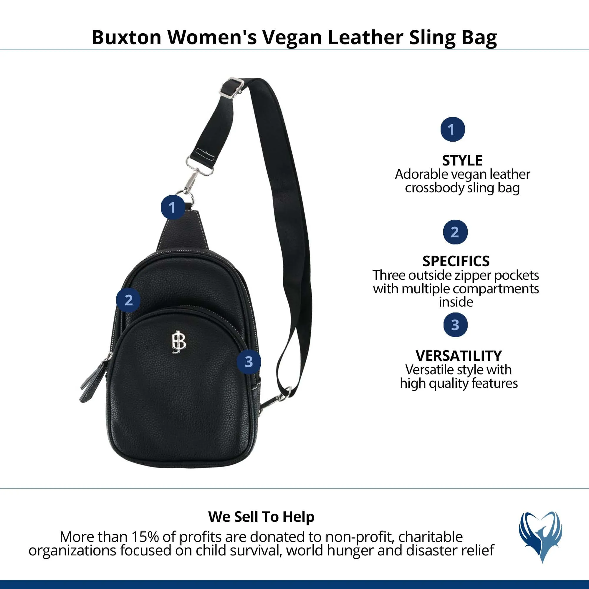 Buxton Women's Vegan Leather Sling Bag