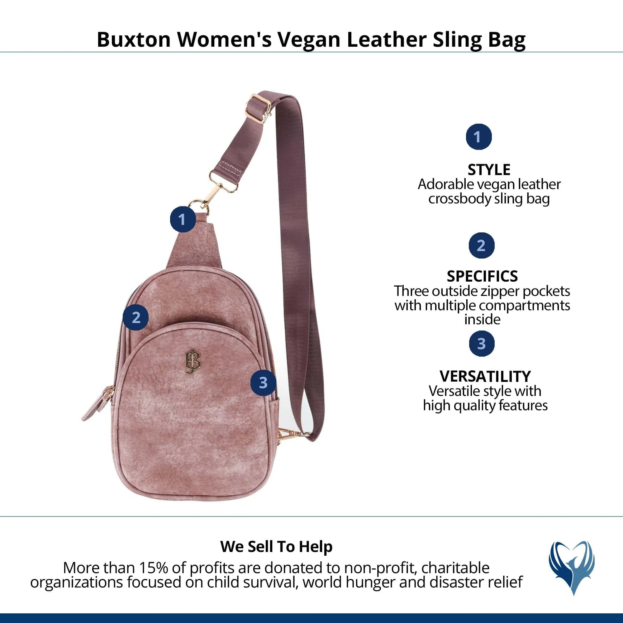 Buxton Women's Vegan Leather Sling Bag