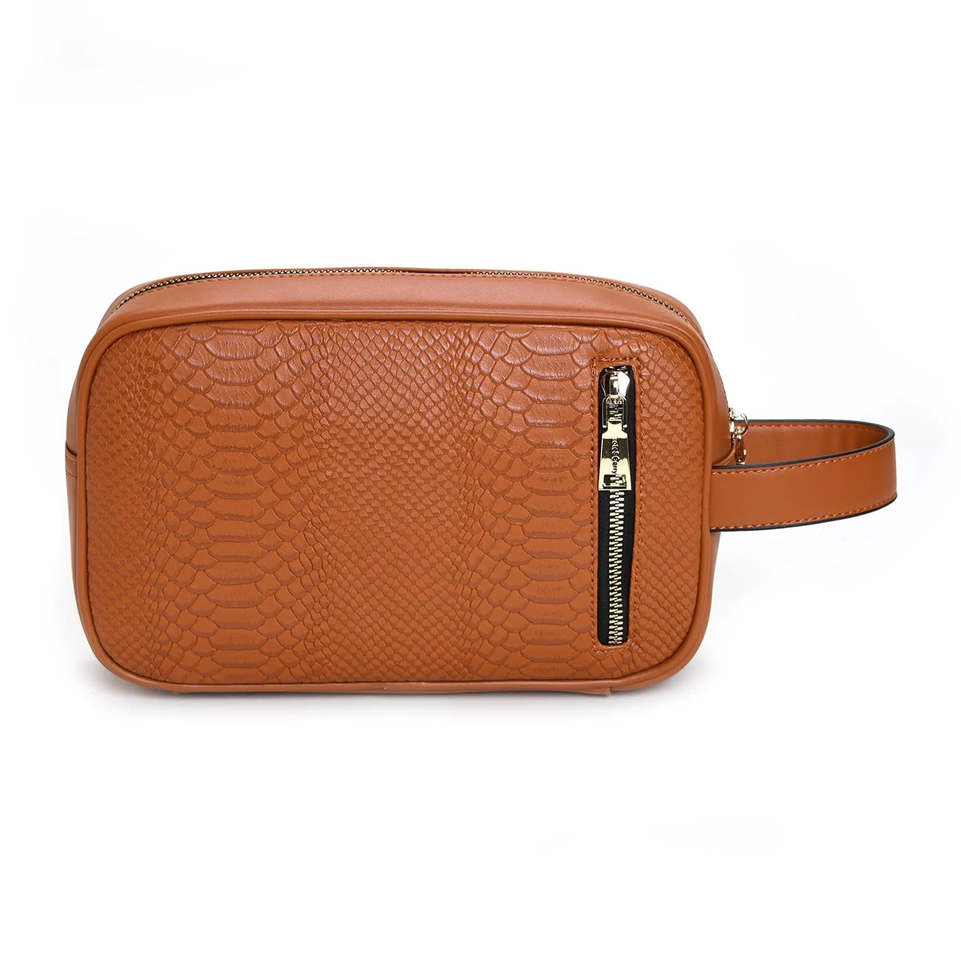 Caramel Apollo 1 Faux Snakeskin Toiletry Bag