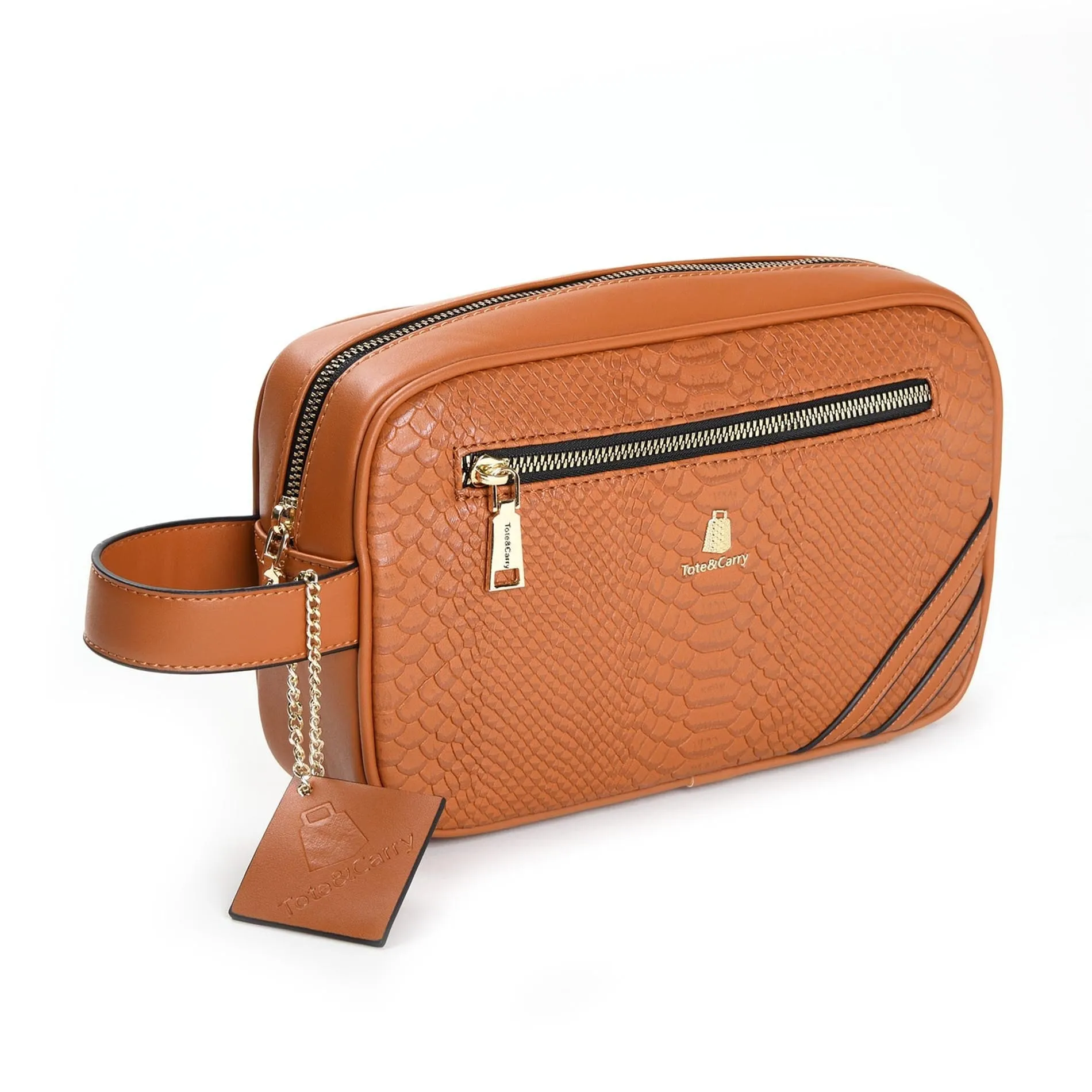 Caramel Apollo 1 Faux Snakeskin Toiletry Bag