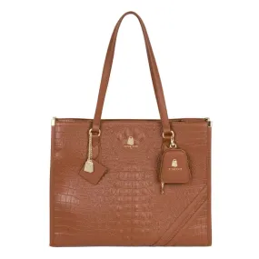 Caramel Apollo 2 Faux Crocodile Skin Tote Bag