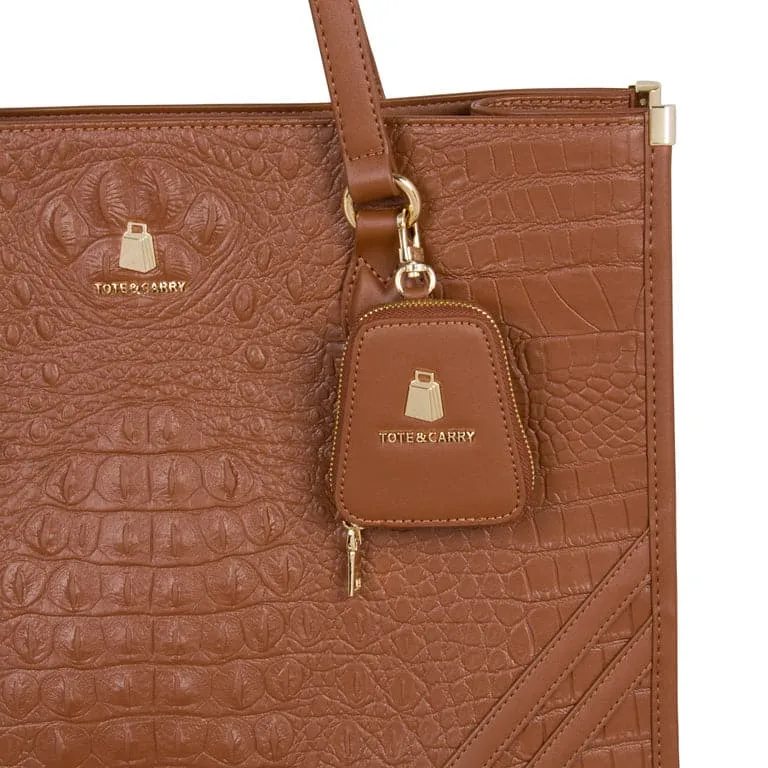 Caramel Apollo 2 Faux Crocodile Skin Tote Bag