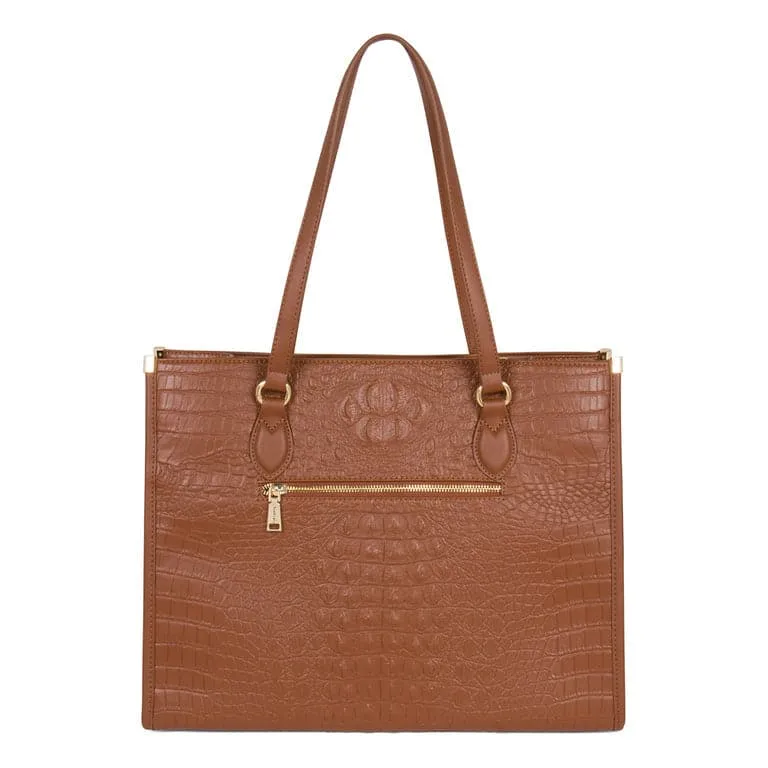 Caramel Apollo 2 Faux Crocodile Skin Tote Bag