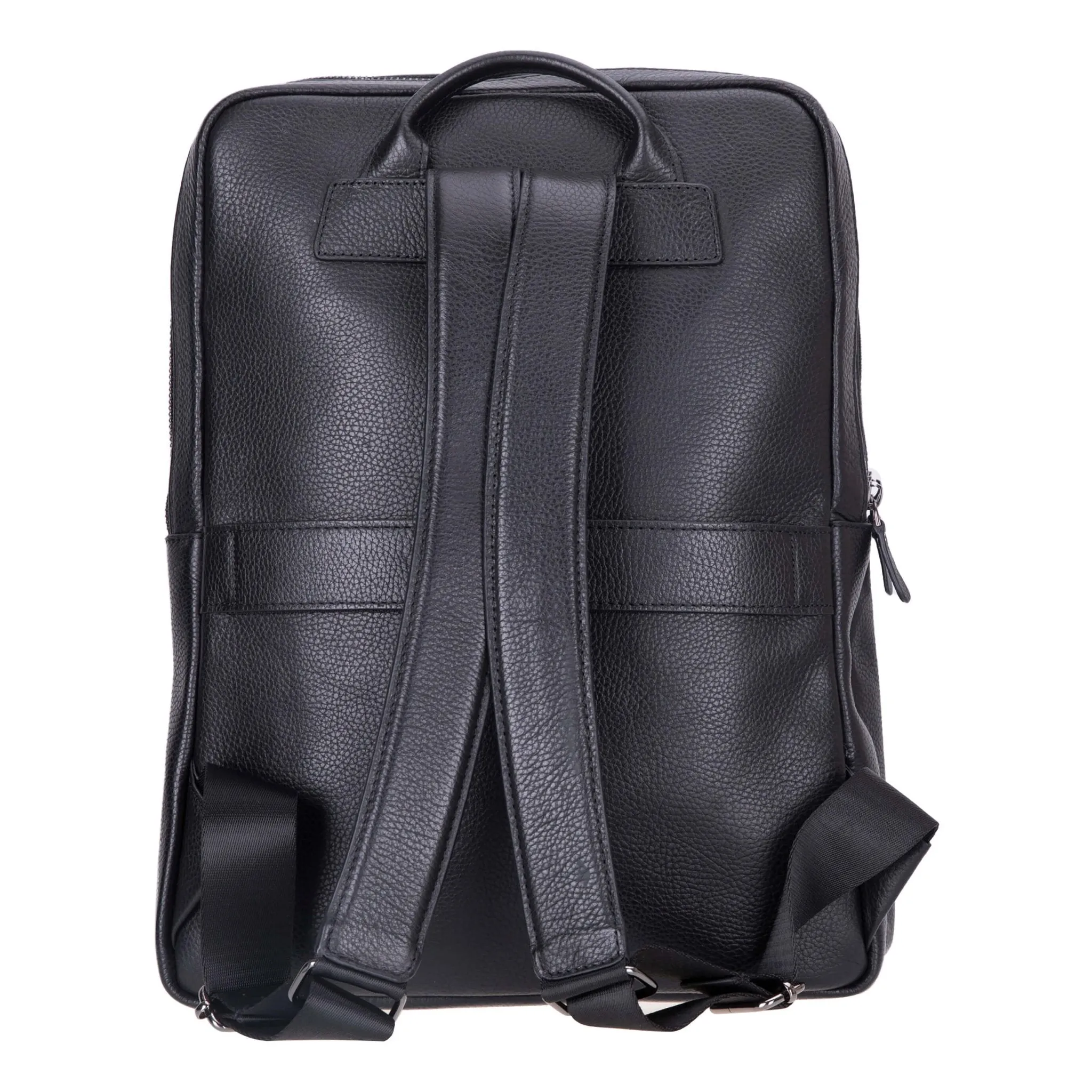 Castle Leather Backpack 16", Pebble Black