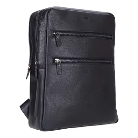 Castle Leather Backpack 16", Pebble Black