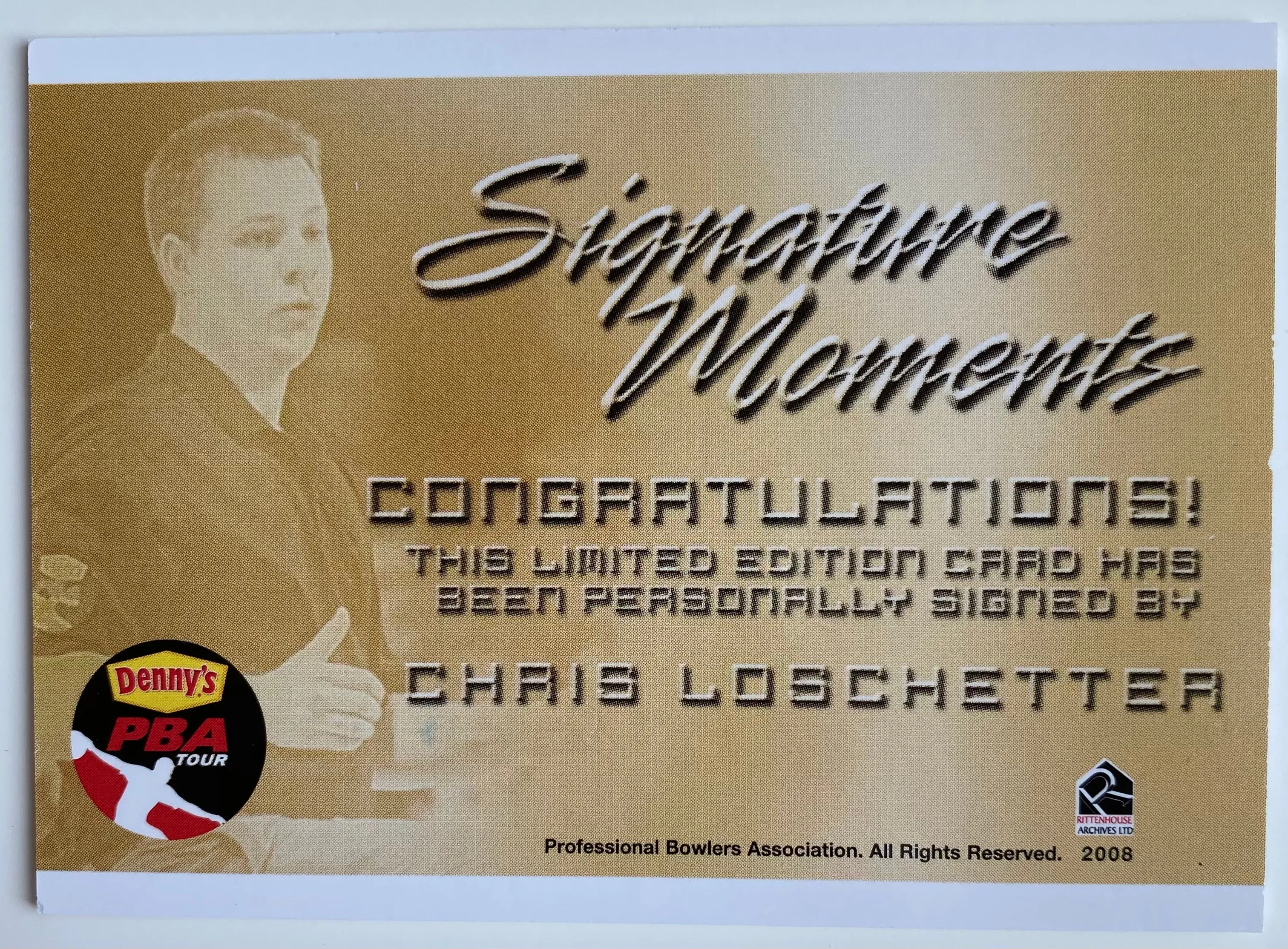 Chris Loschetter 2008 Rittenhouse Signature Moments PBA Autograph Bowling Card