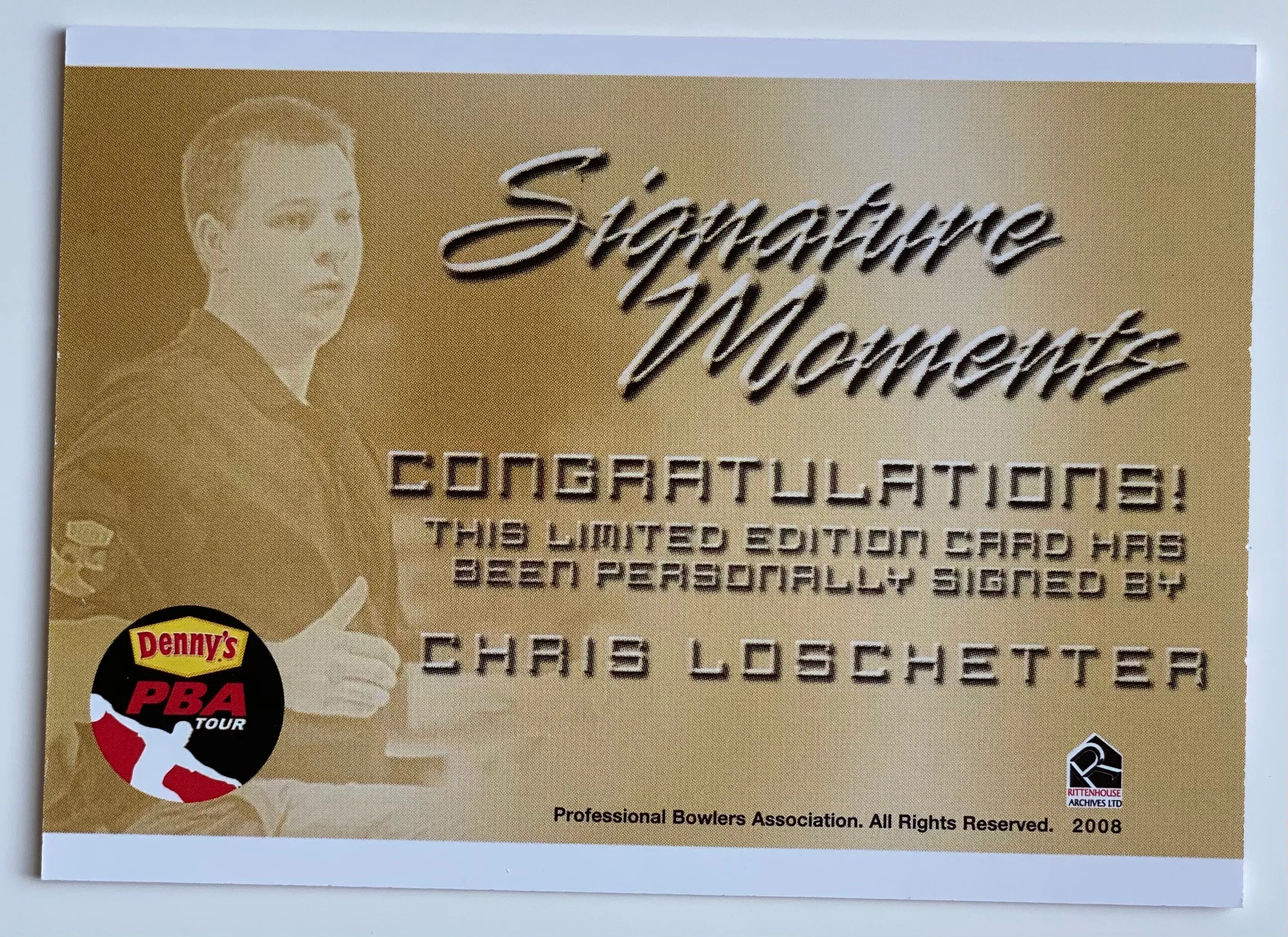 Chris Loschetter 2008 Rittenhouse Signature Moments PBA Autograph Bowling Card