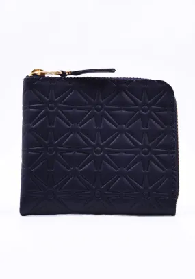 COMME DES GARCONS SA310EA EMBOSSED ZIP WALLET NAVY