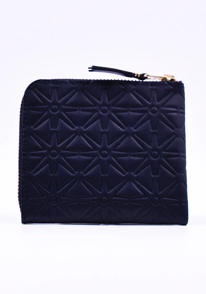 COMME DES GARCONS SA310EA EMBOSSED ZIP WALLET NAVY