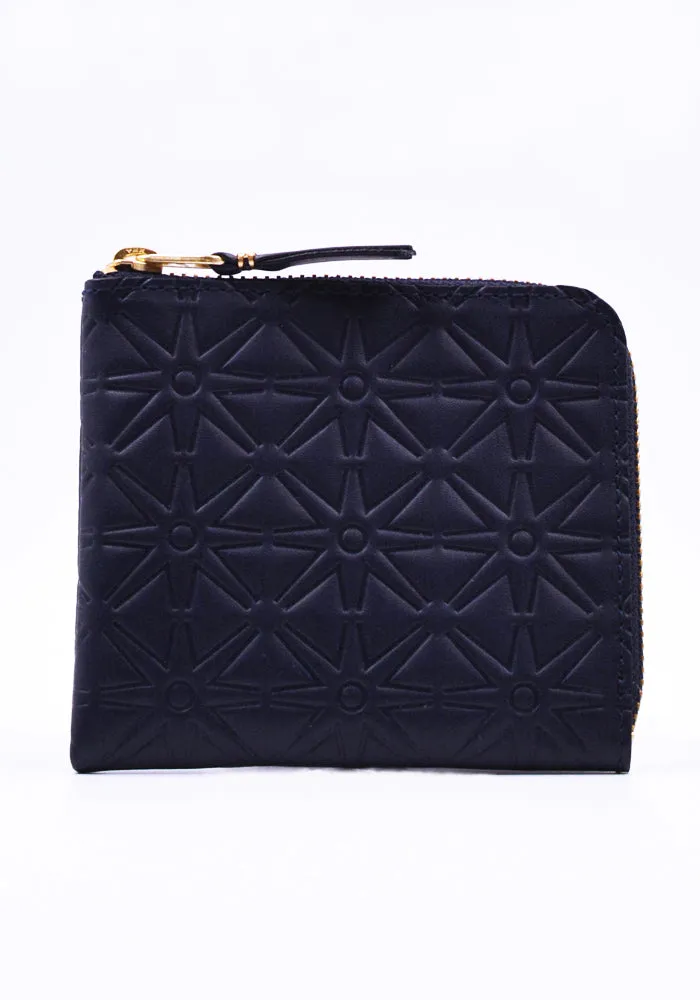 COMME DES GARCONS SA310EA EMBOSSED ZIP WALLET NAVY