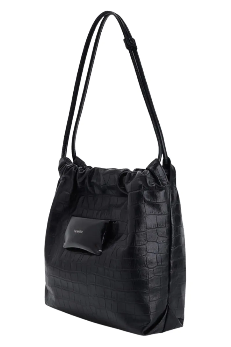 Croco Black Miel Shoulder Bag