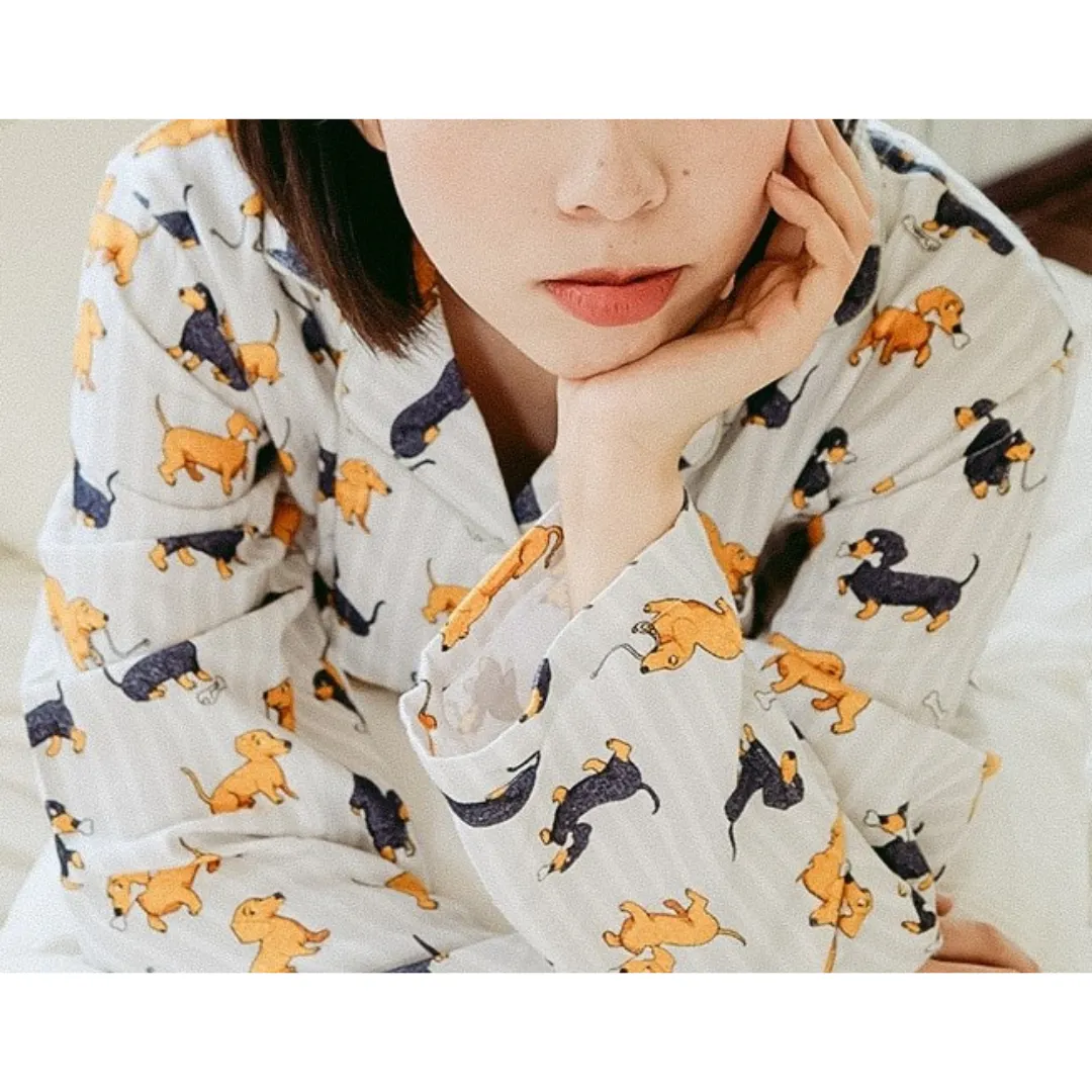 Dachshund Print Pajama Sets For Men and Women