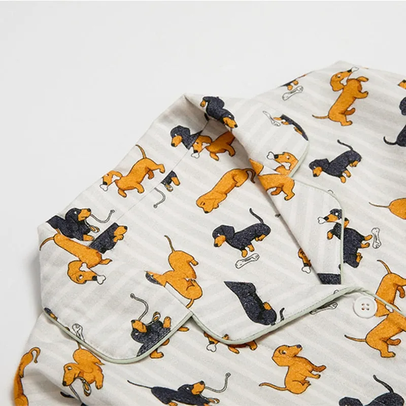 Dachshund Print Pajama Sets For Men and Women