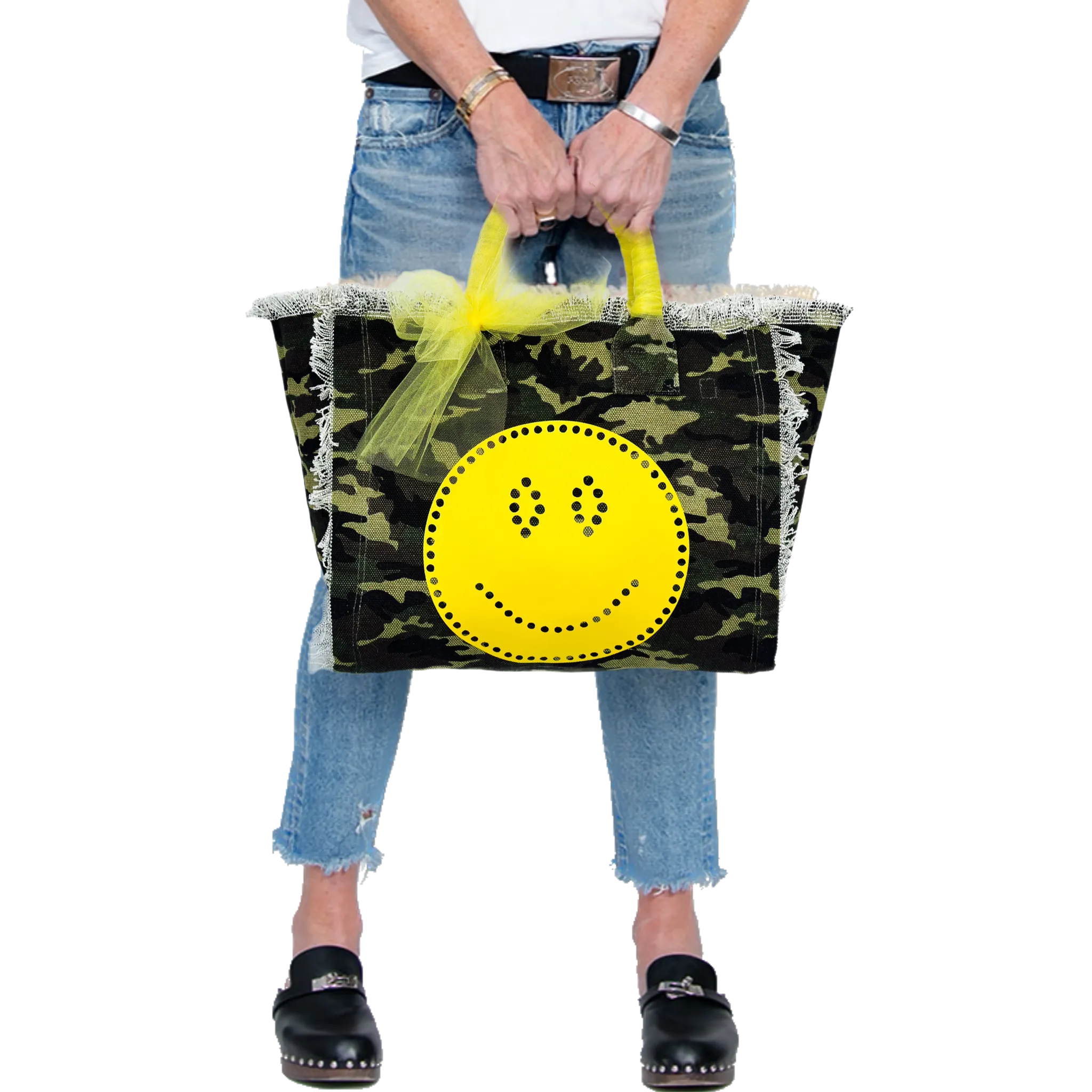 Dotted Yellow Smile Camo Tote Bag