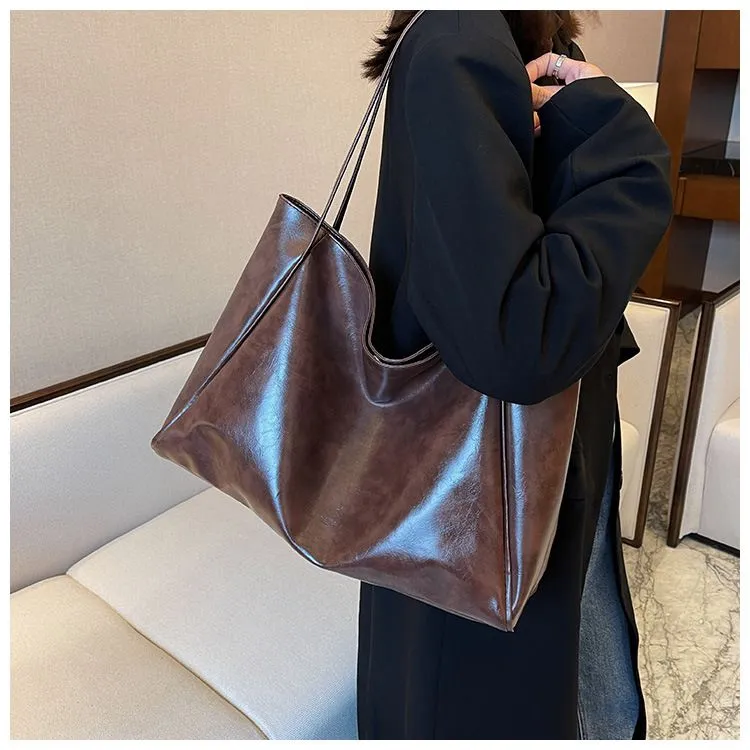 Durable Large Faux Leather Tote Bag