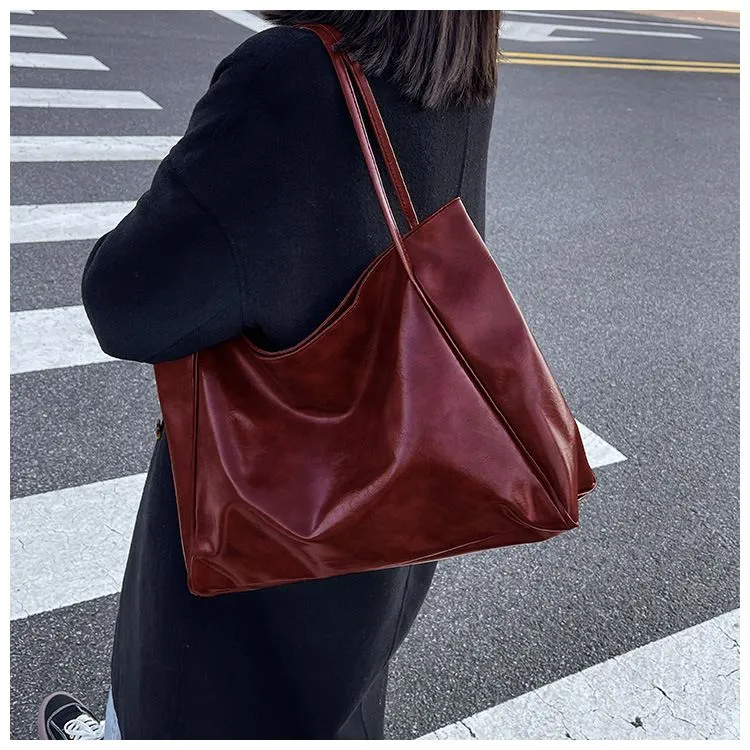 Durable Large Faux Leather Tote Bag