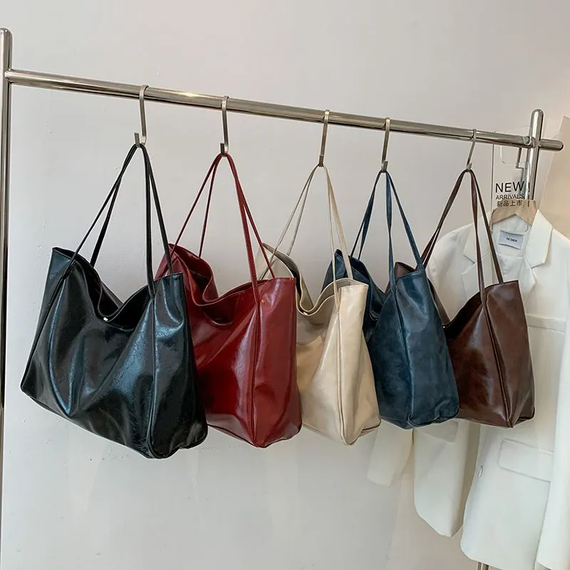 Durable Large Faux Leather Tote Bag