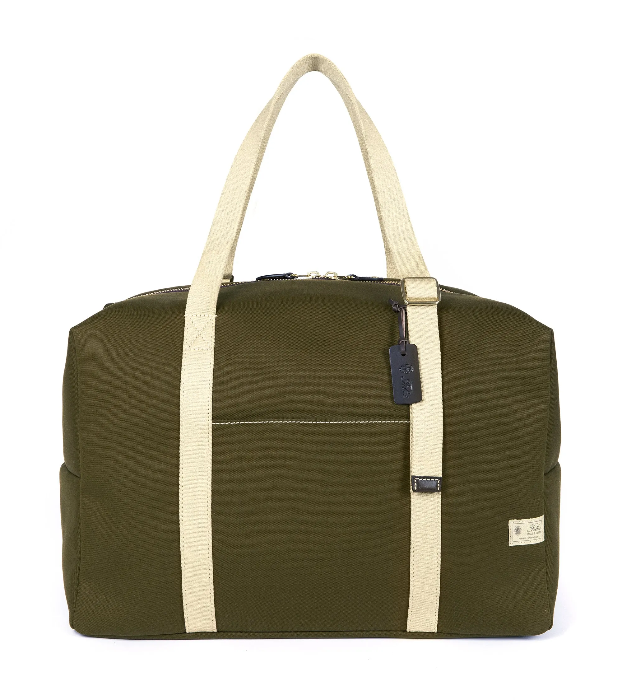 Felisi Cotton Canvas Adjustable Boston Bag: Olive