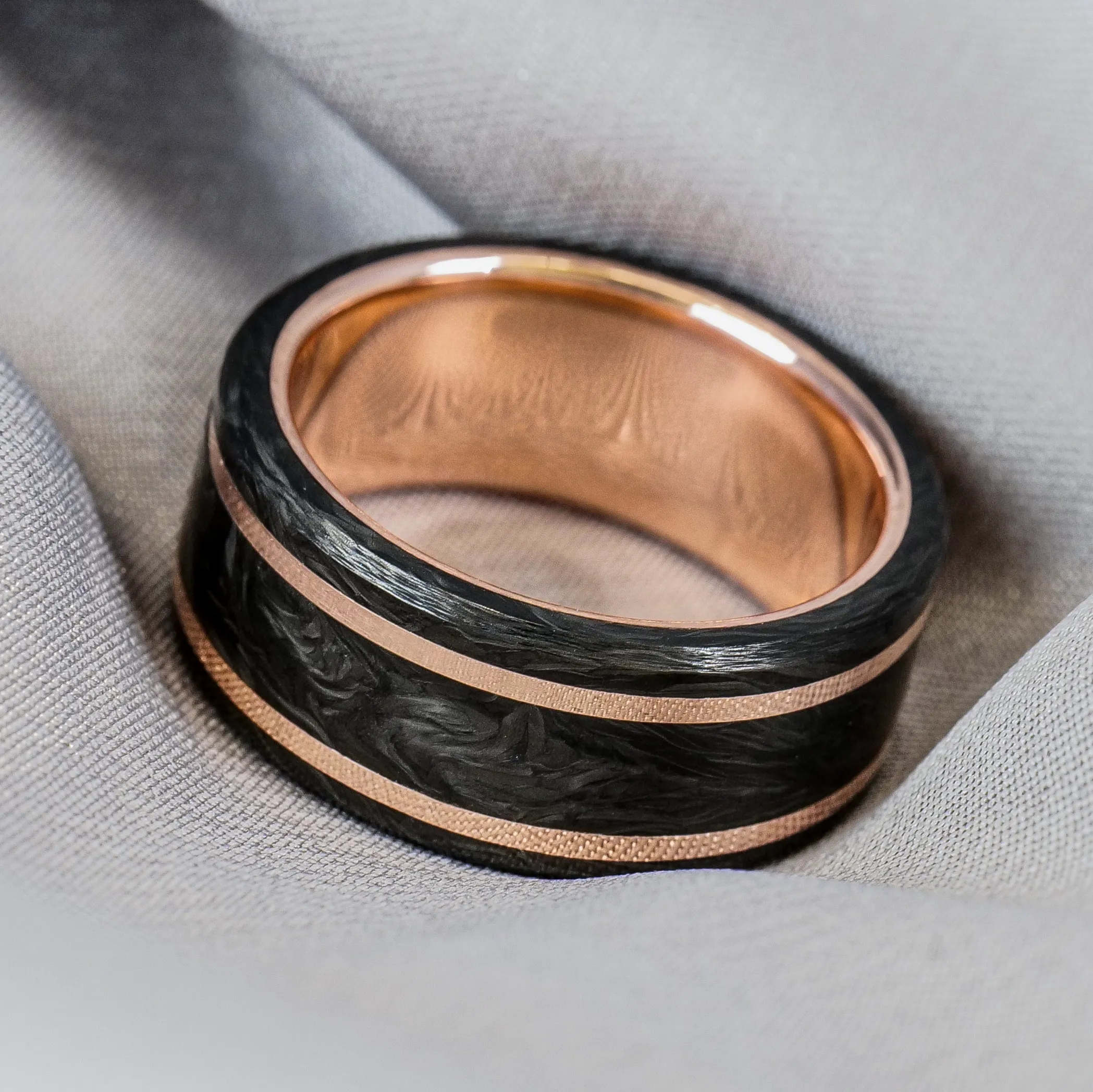 Forged Carbon Fiber and Gold Ring